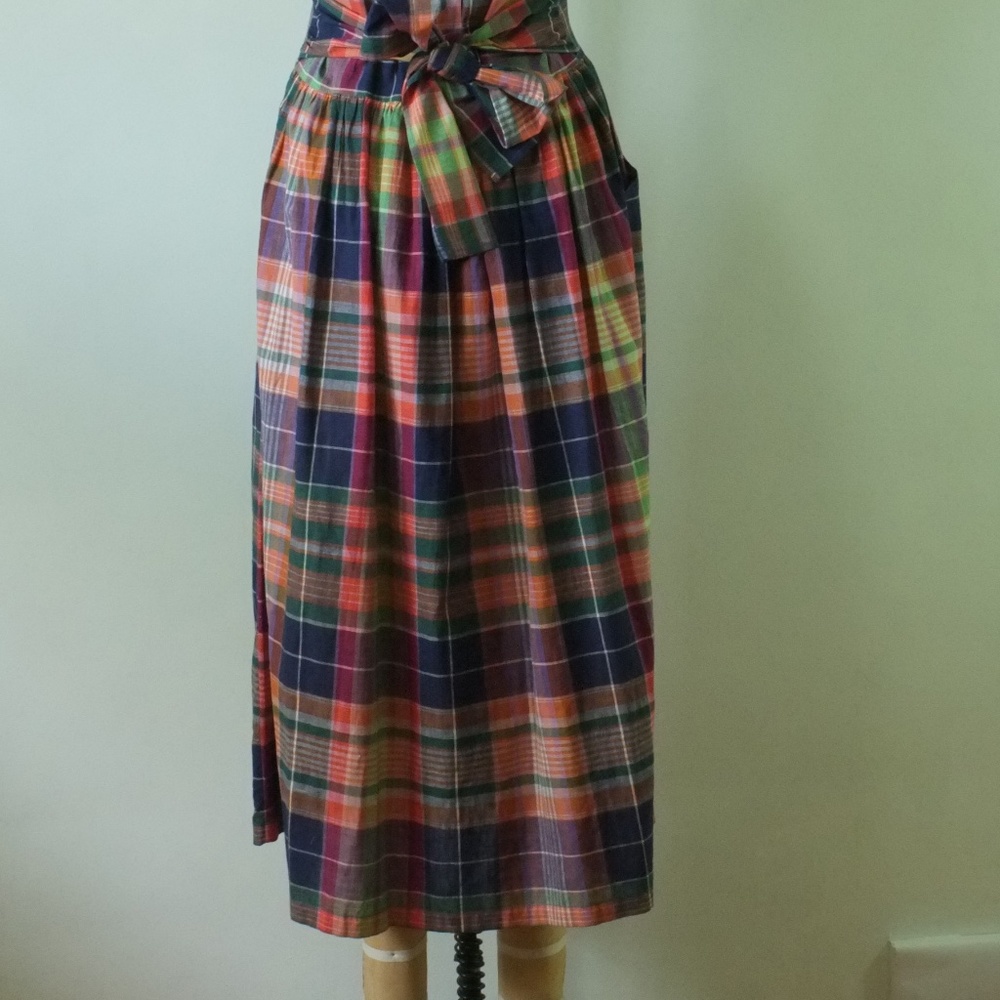 vintage plaid dress | 1980s medium cotton dress - Picture 6 of 14